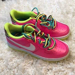Nike Air Force 1 Low GS Pink Volt Multi-Color Lace Youth 4Y